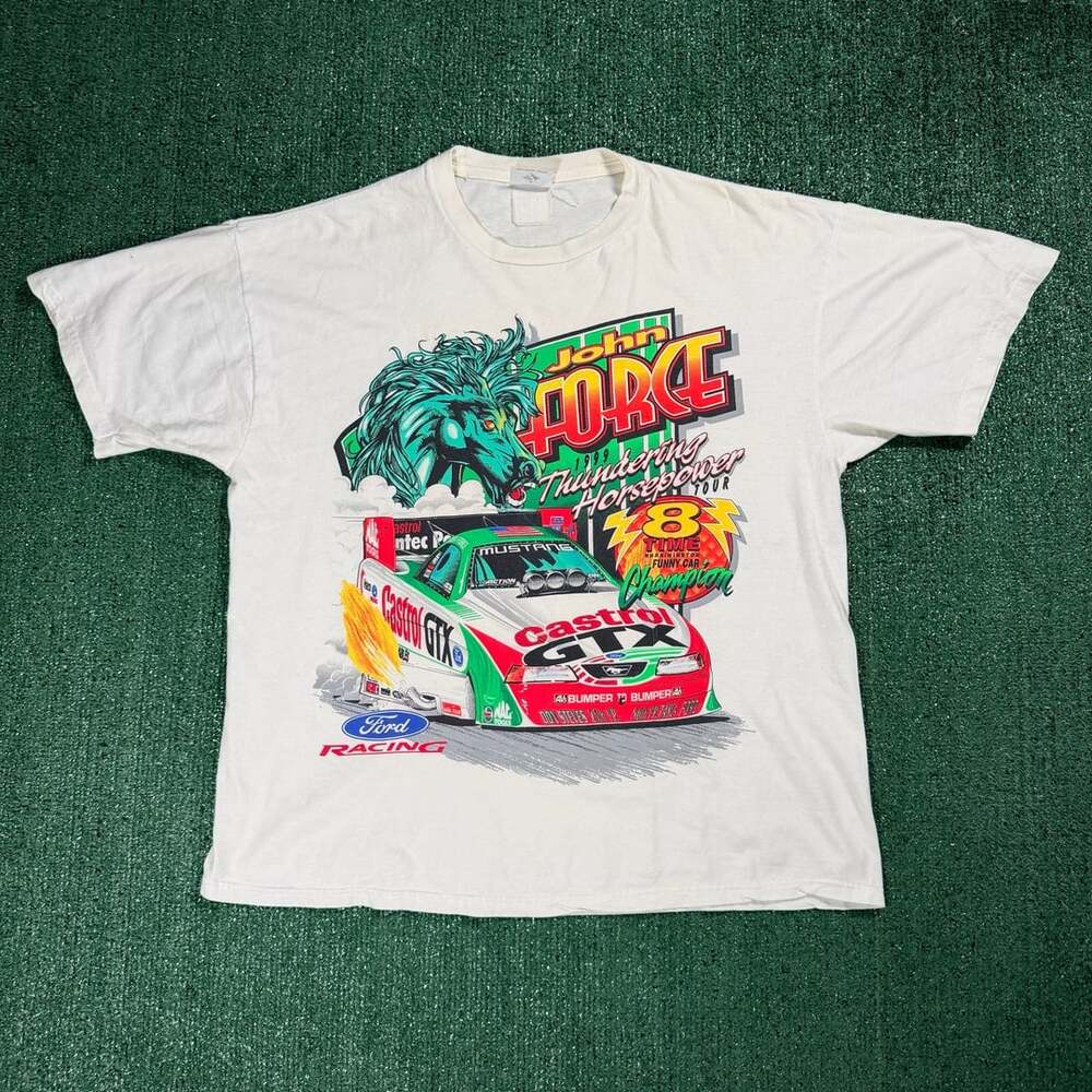 Vintage 1999 John Force Racing Thundering Horsepower Tour T-Shirt XL